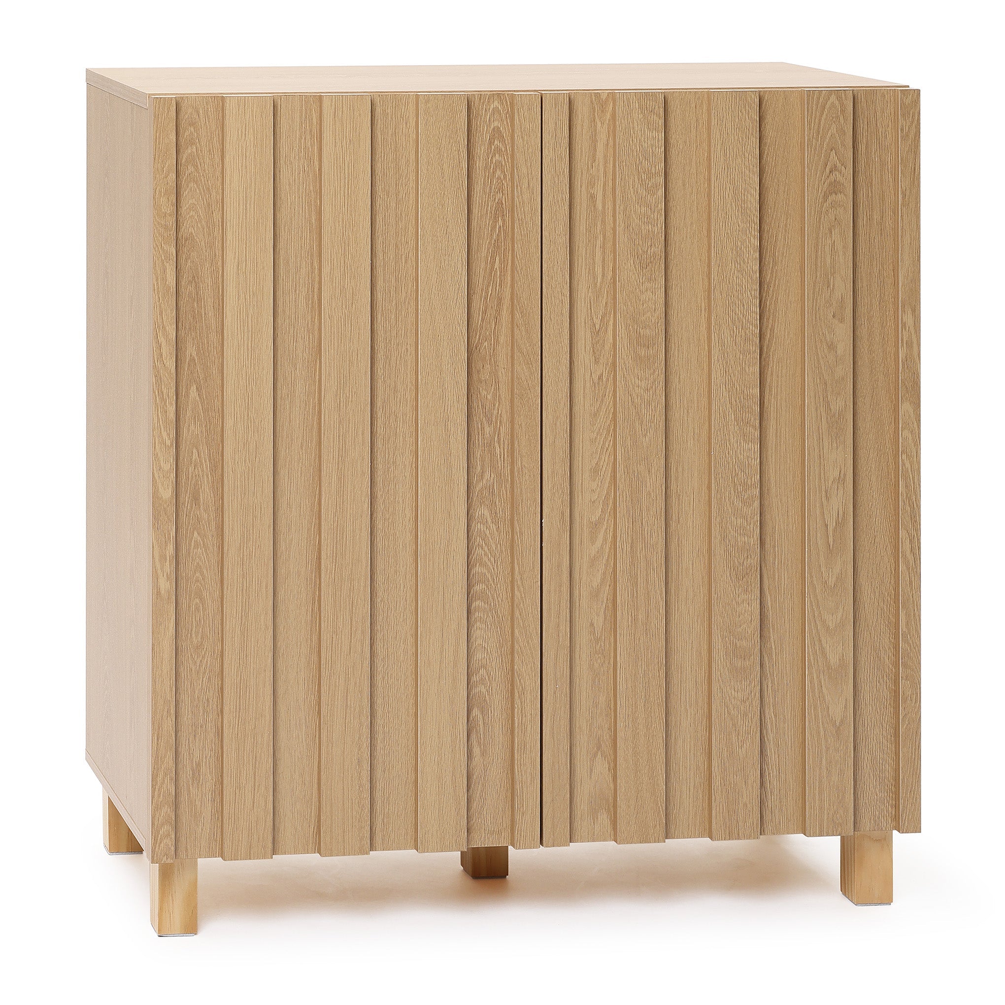 2-Door Fluted Wood Storage Cabinet, 31"