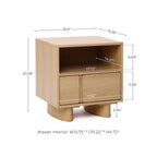 2-Drawer Blonde Birch Wood Nightstand, 20"
