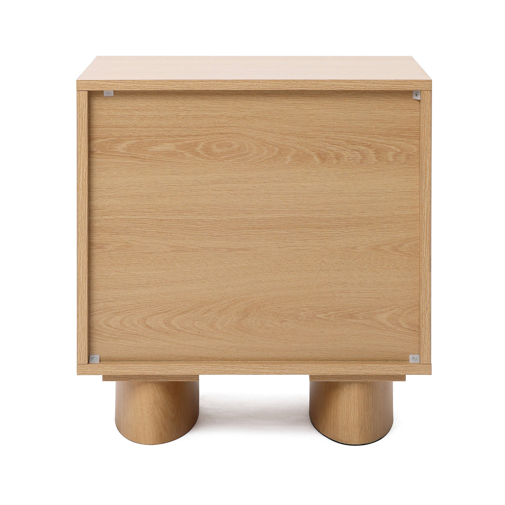2-Drawer Blonde Birch Wood Nightstand, 20"