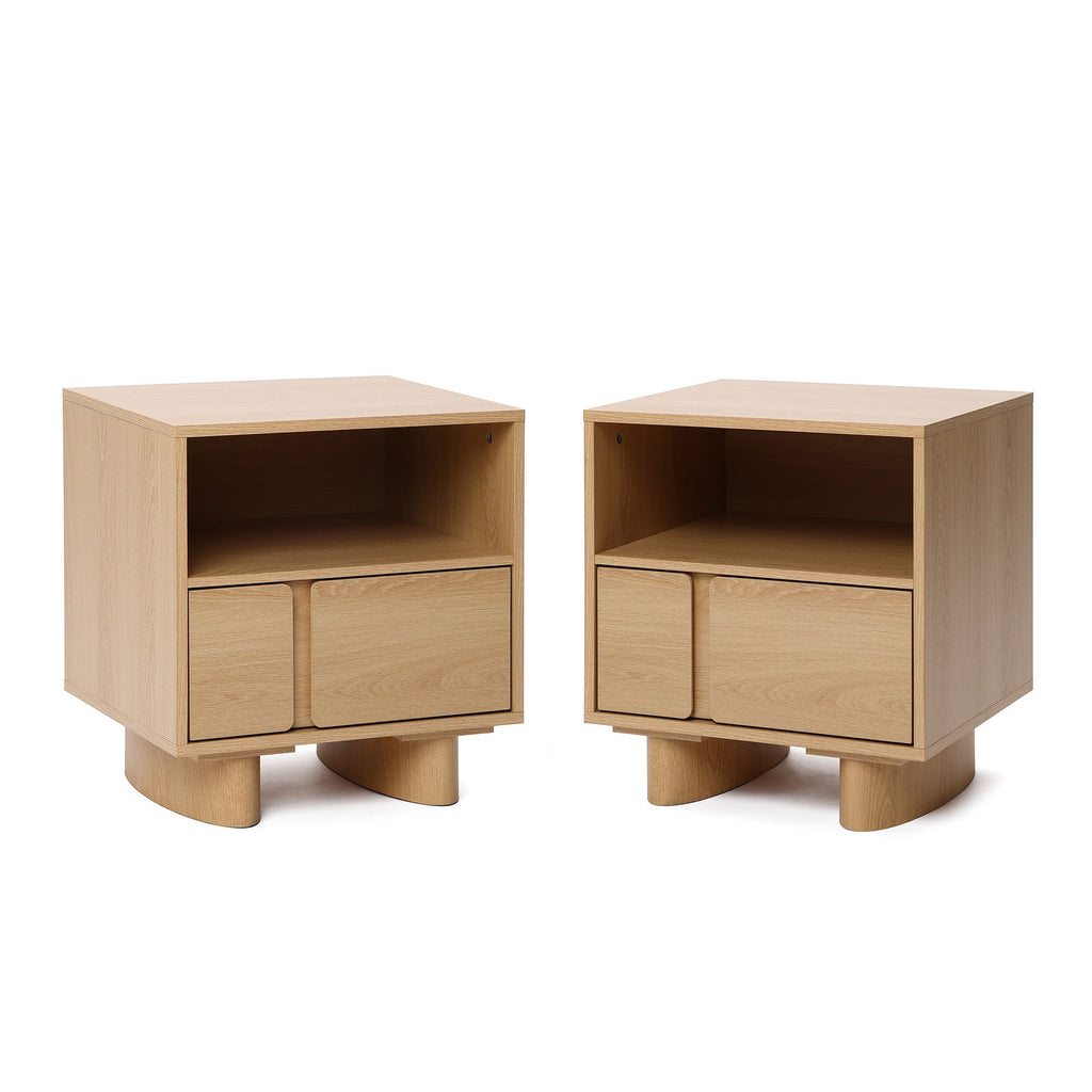 2-Drawer Blonde Birch Wood Nightstand, 20"