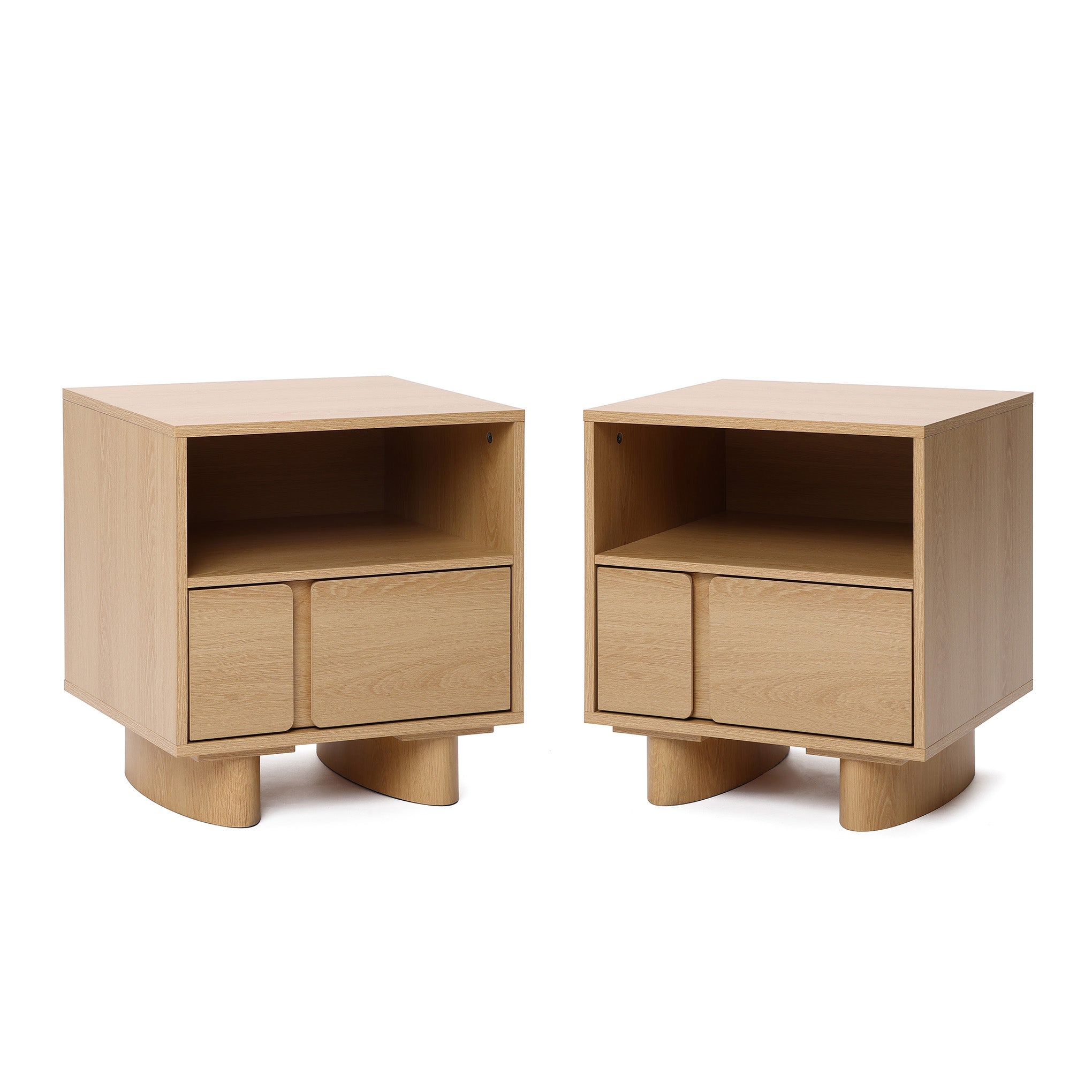2-Drawer Blonde Birch Wood Nightstand, 20"