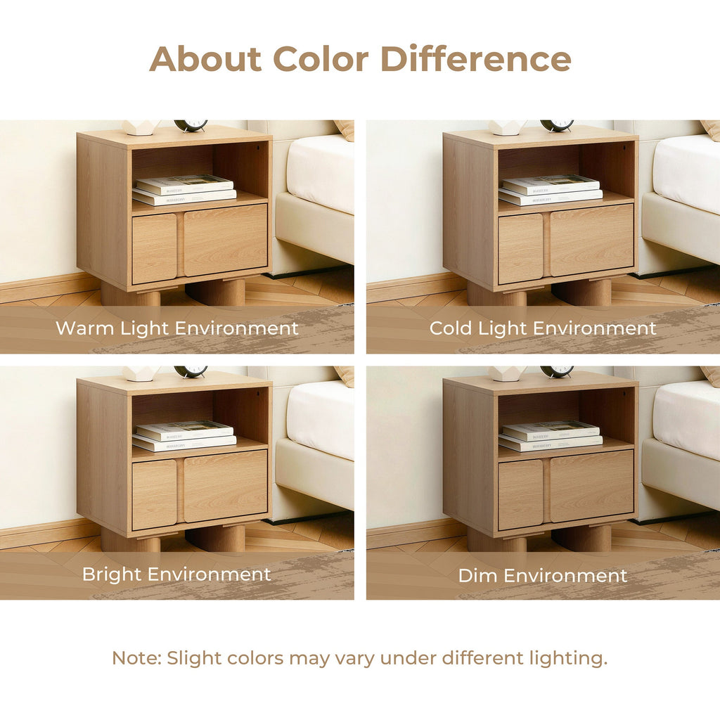 2-Drawer Blonde Birch Wood Nightstand, 20"