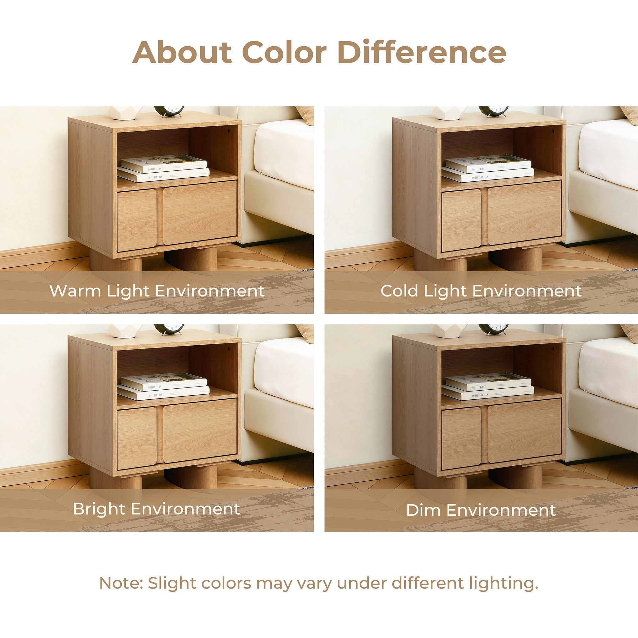 2-Drawer Blonde Birch Wood Nightstand, 20"