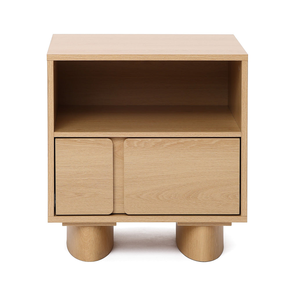 2-Drawer Blonde Birch Wood Nightstand, 20"
