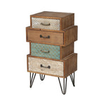 4-Drawer Retro Wood End Table, 30"