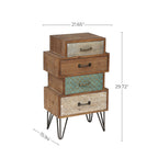 4-Drawer Retro Wood End Table, 30"