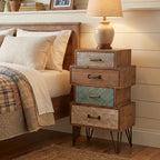 4-Drawer Retro Wood End Table, 30"