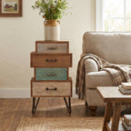 4-Drawer Retro Wood End Table, 30"