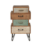 4-Drawer Retro Wood End Table, 30"
