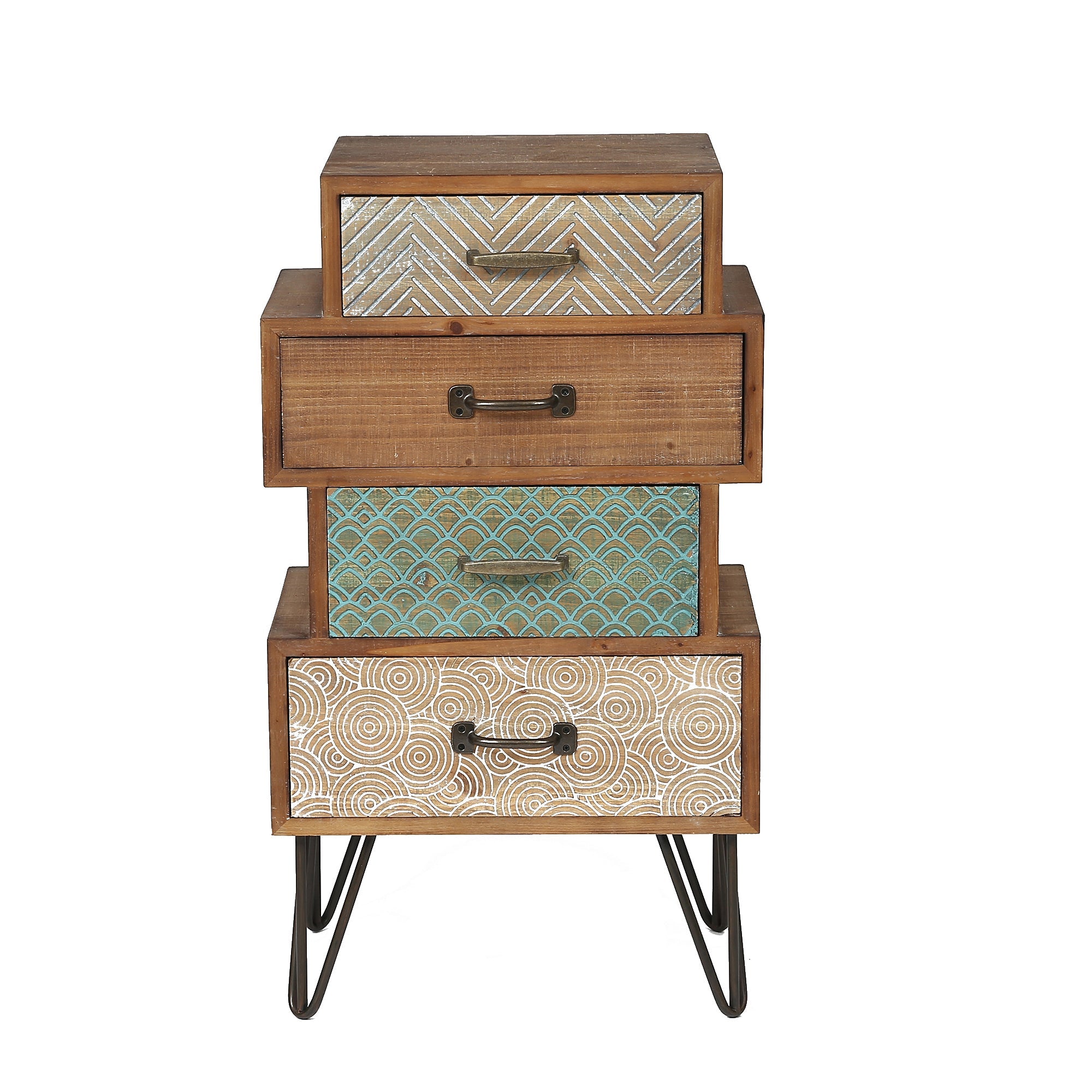 4-Drawer Retro Wood End Table, 30"