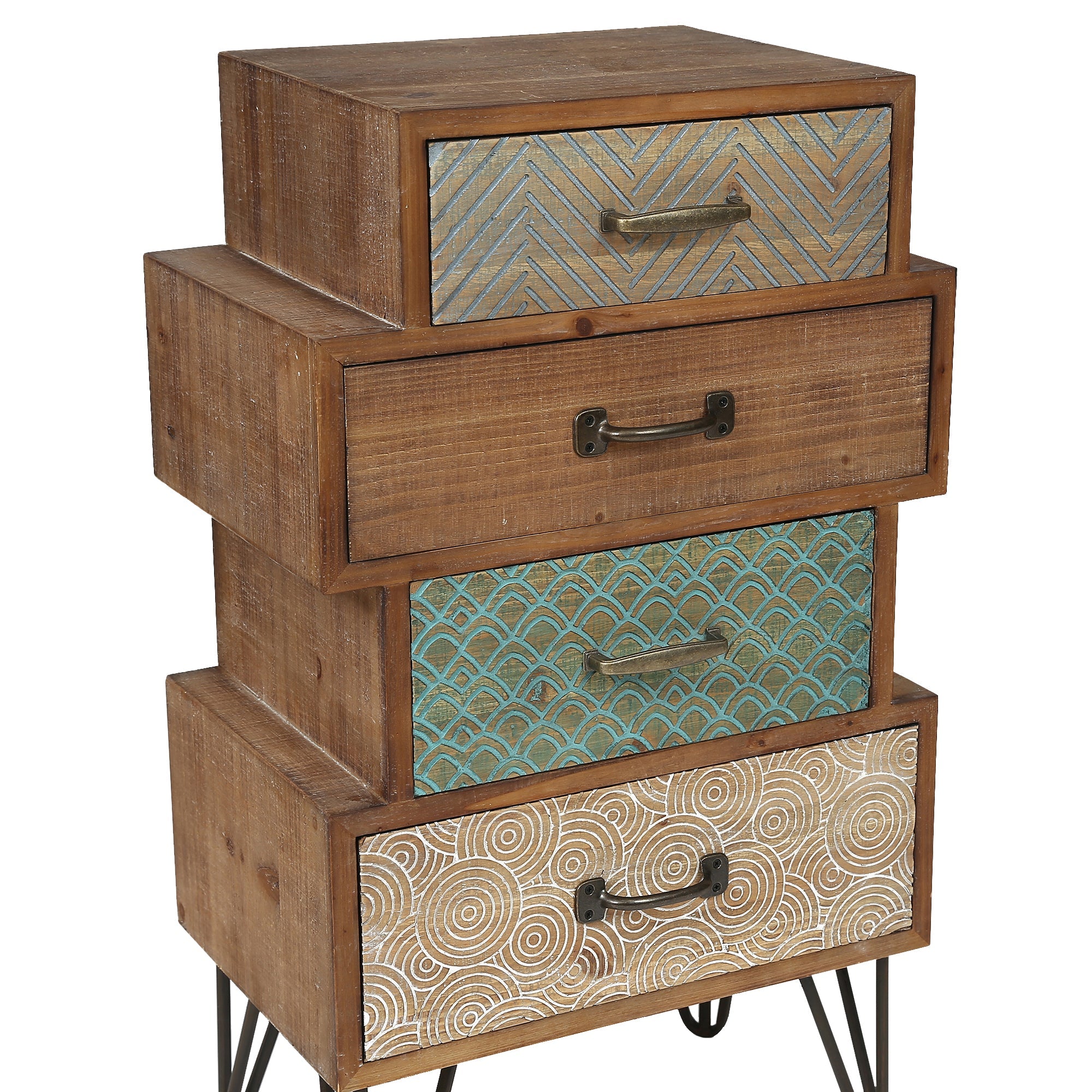 4-Drawer Retro Wood End Table, 30"