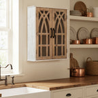 2-Door Classical Wood Wall Storage Cabinet, White 31"