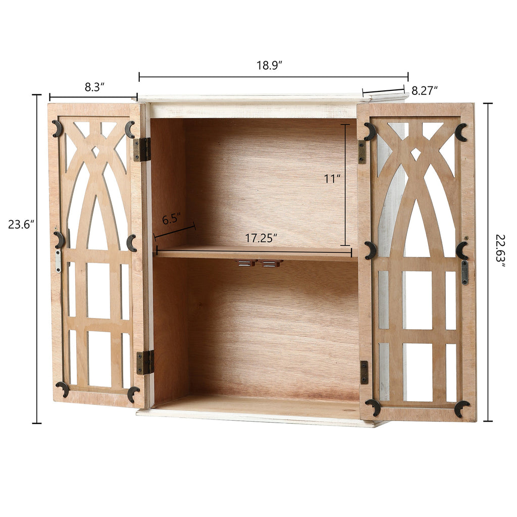 2-Door Classical Wood Wall Storage Cabinet, White 31"