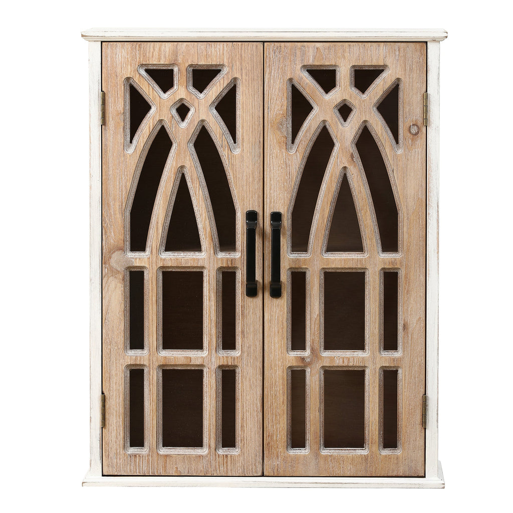 2-Door Classical Wood Wall Storage Cabinet, White 31"