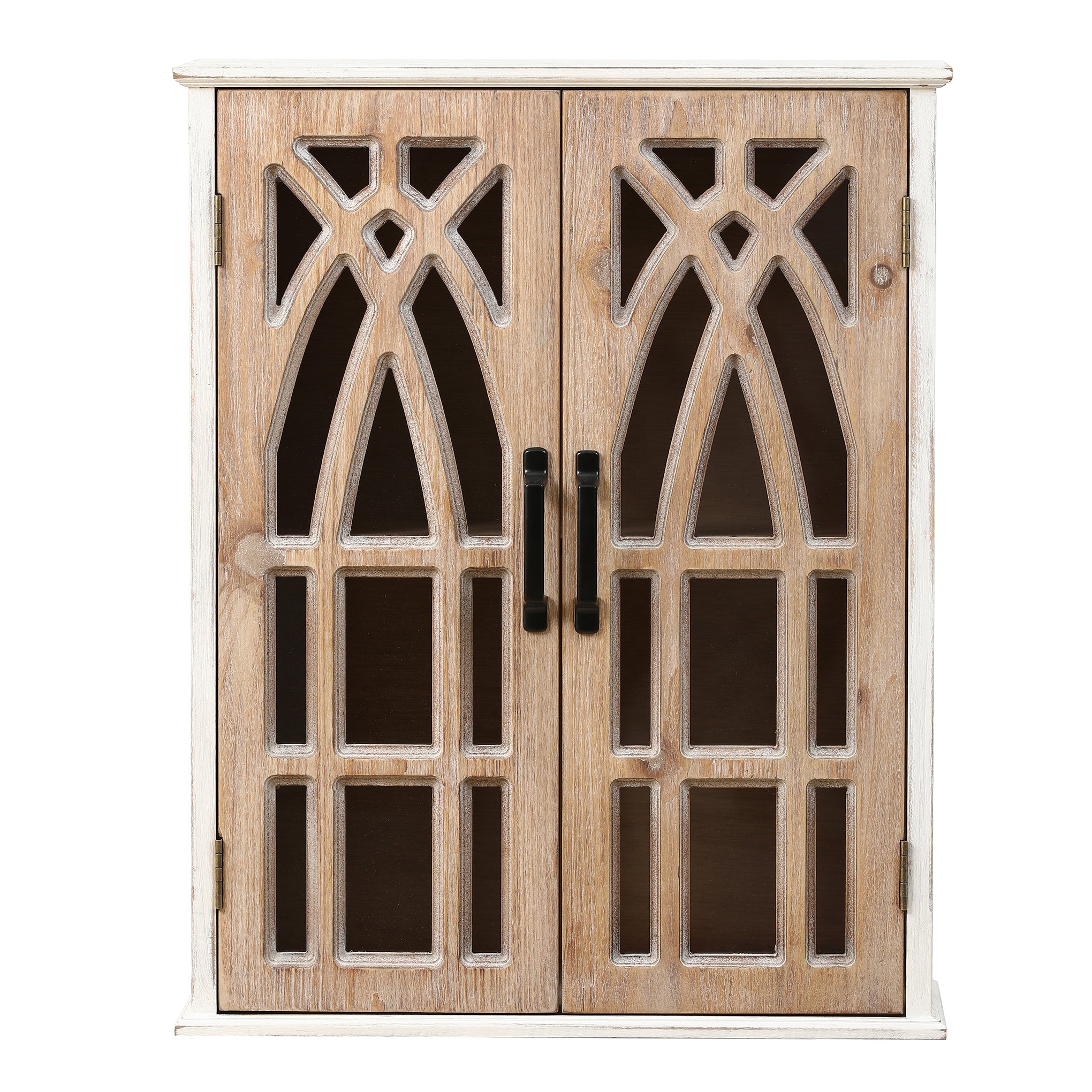 2-Door Classical Wood Wall Storage Cabinet, White 31"