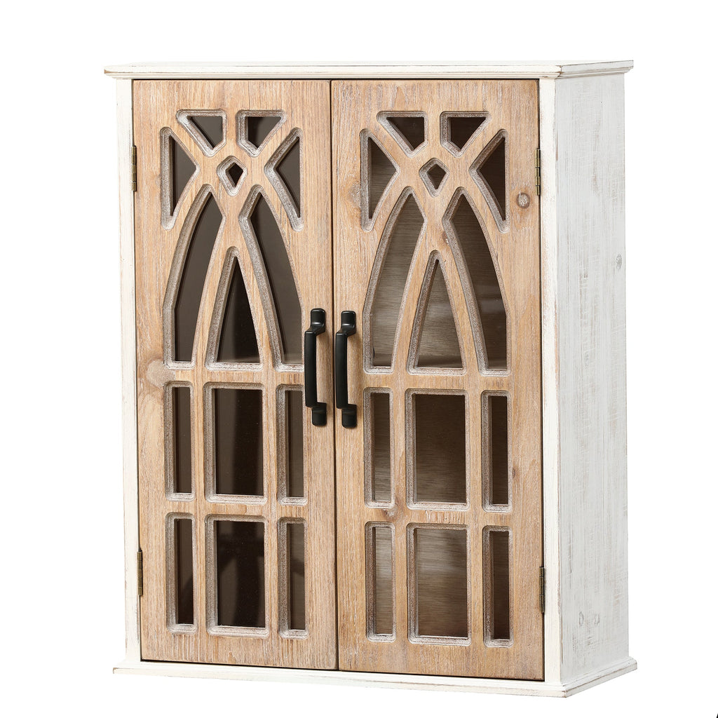 2-Door Classical Wood Wall Storage Cabinet, White 31"