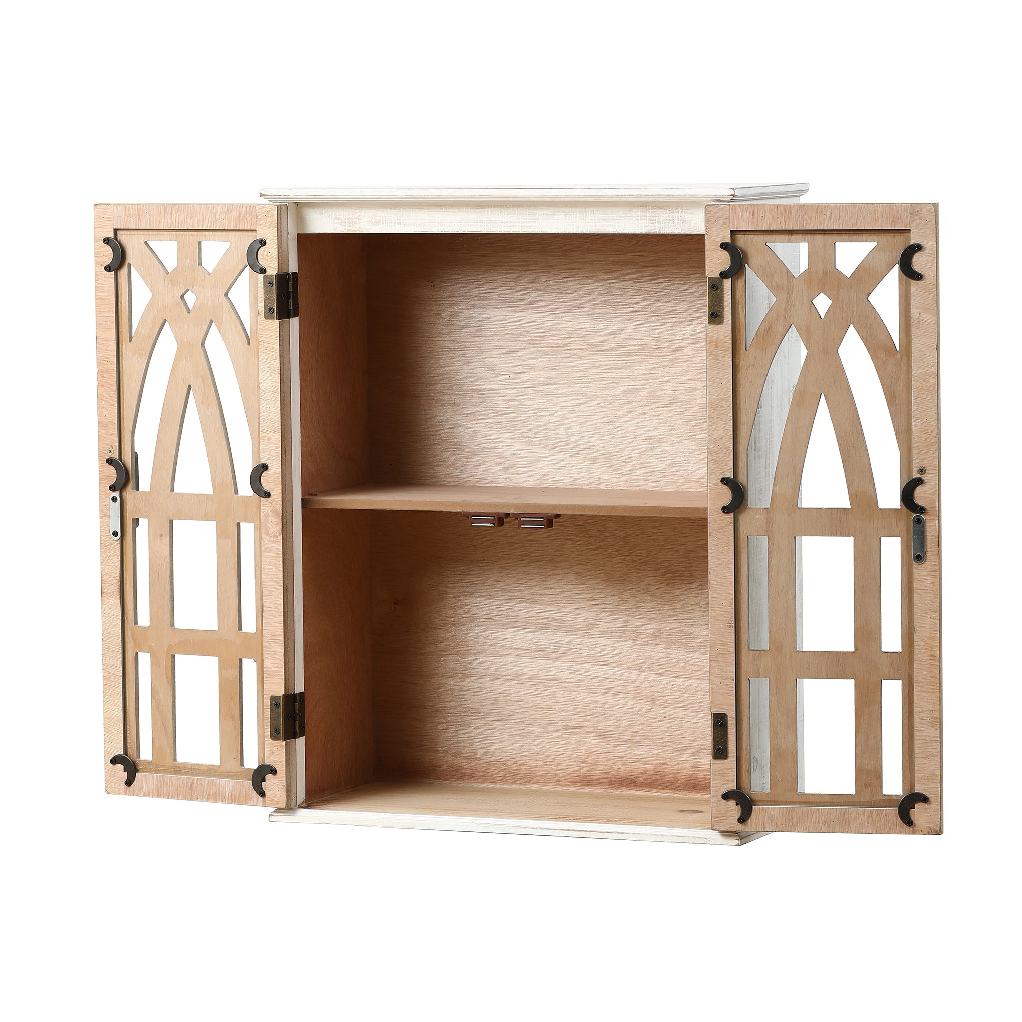 2-Door Classical Wood Wall Storage Cabinet, White 31"