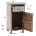 Carved Wood Accent Cabinet, Distressed White, 30"
