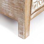 Carved Wood Accent Cabinet, Distressed White, 30"