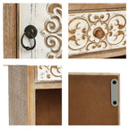 Carved Wood Accent Cabinet, Distressed White, 30"