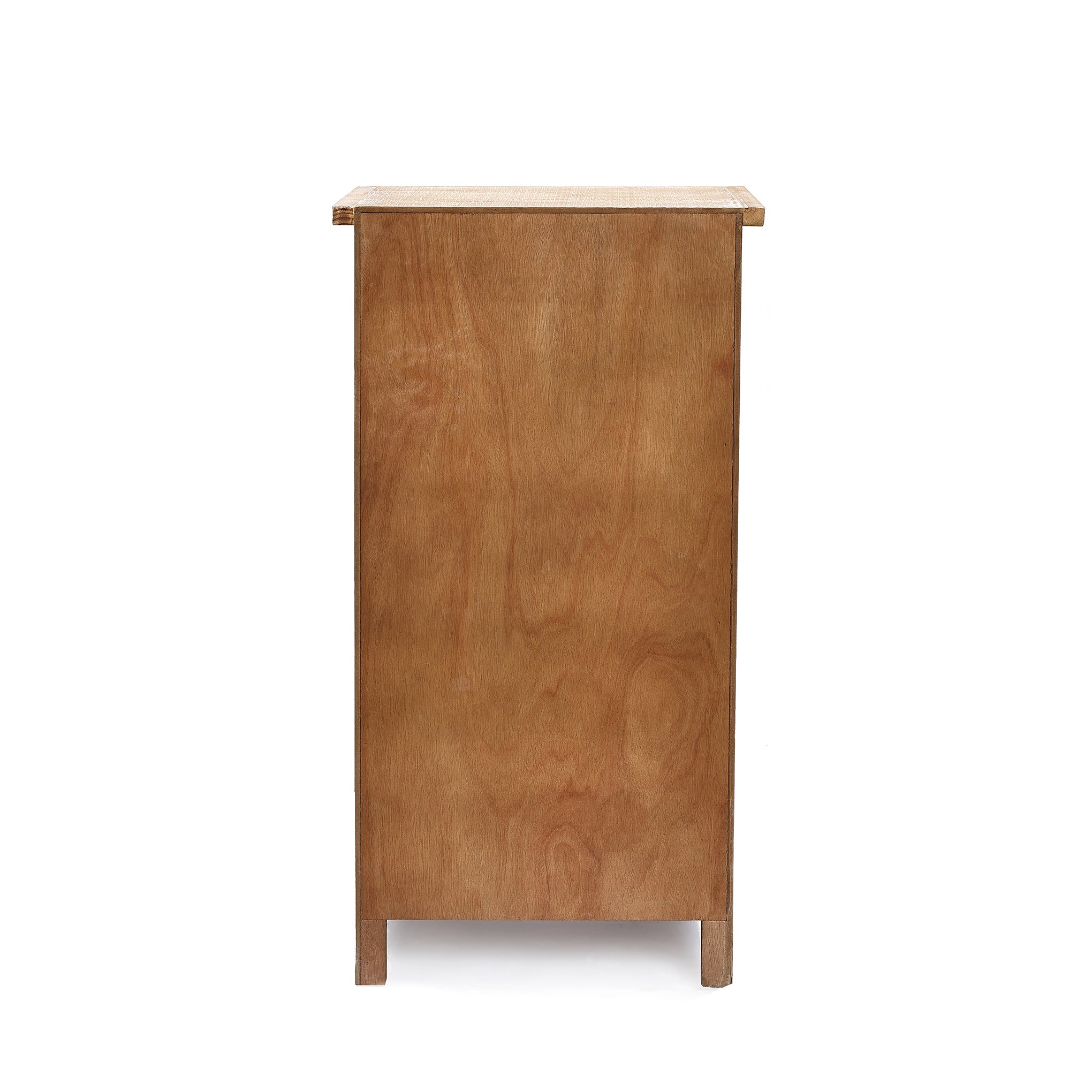 Carved Wood Accent Cabinet, Distressed White, 30"