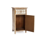 Carved Wood Accent Cabinet, Distressed White, 30"
