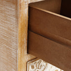 Carved Wood Accent Cabinet, Distressed White, 30"