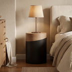 Round Wood & Metal Side Table, 22"