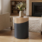 Round Wood & Metal Side Table, 22"