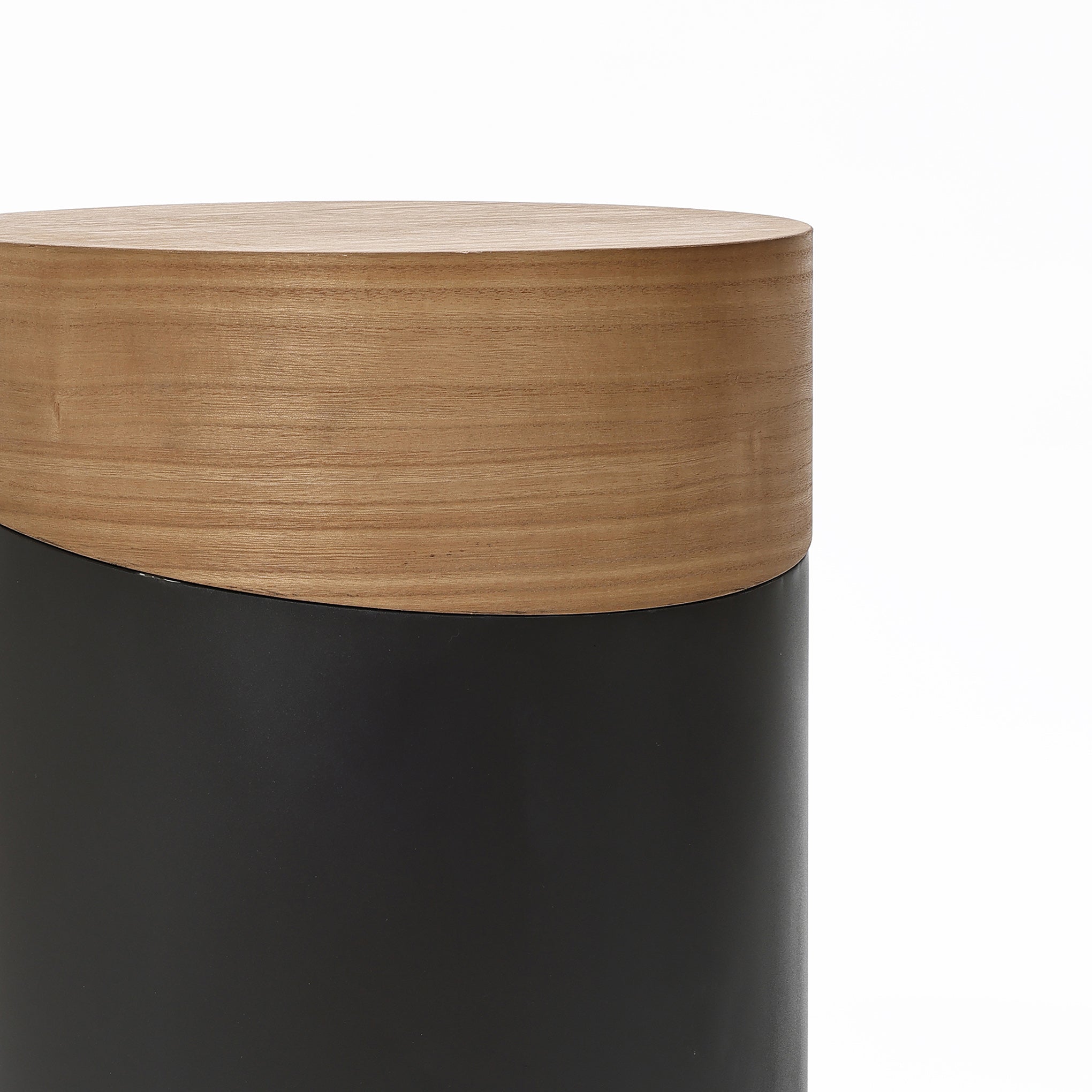 Round Wood & Metal Side Table, 22"