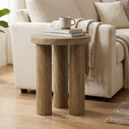 Round Wood Side Table with Three Pillar Leg, 19"