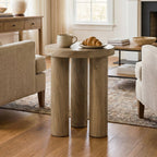 Round Wood Side Table with Three Pillar Leg, 19"