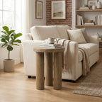 Round Wood Side Table with Three Pillar Leg, 19"