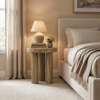 Round Wood Side Table with Three Pillar Leg, 19"