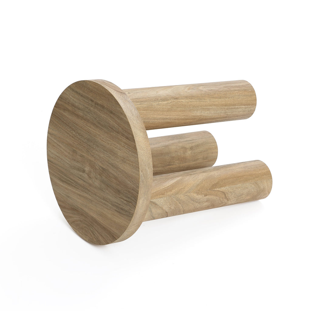 Round Wood Side Table with Three Pillar Leg, 19"