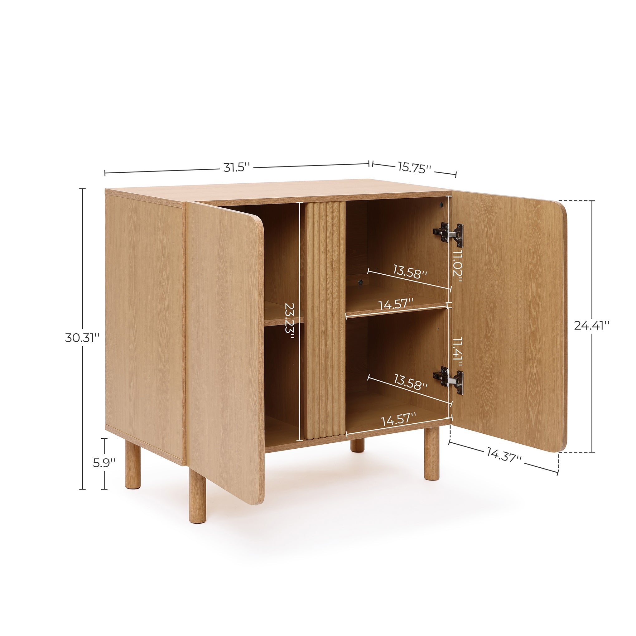 2-Door Zendic Wood Storage Cabinet, 31"