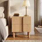 2-Drawer Blonde Birch Wood Nightstand, 20.5"