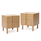 2-Drawer Blonde Birch Wood Nightstand, 20.5"