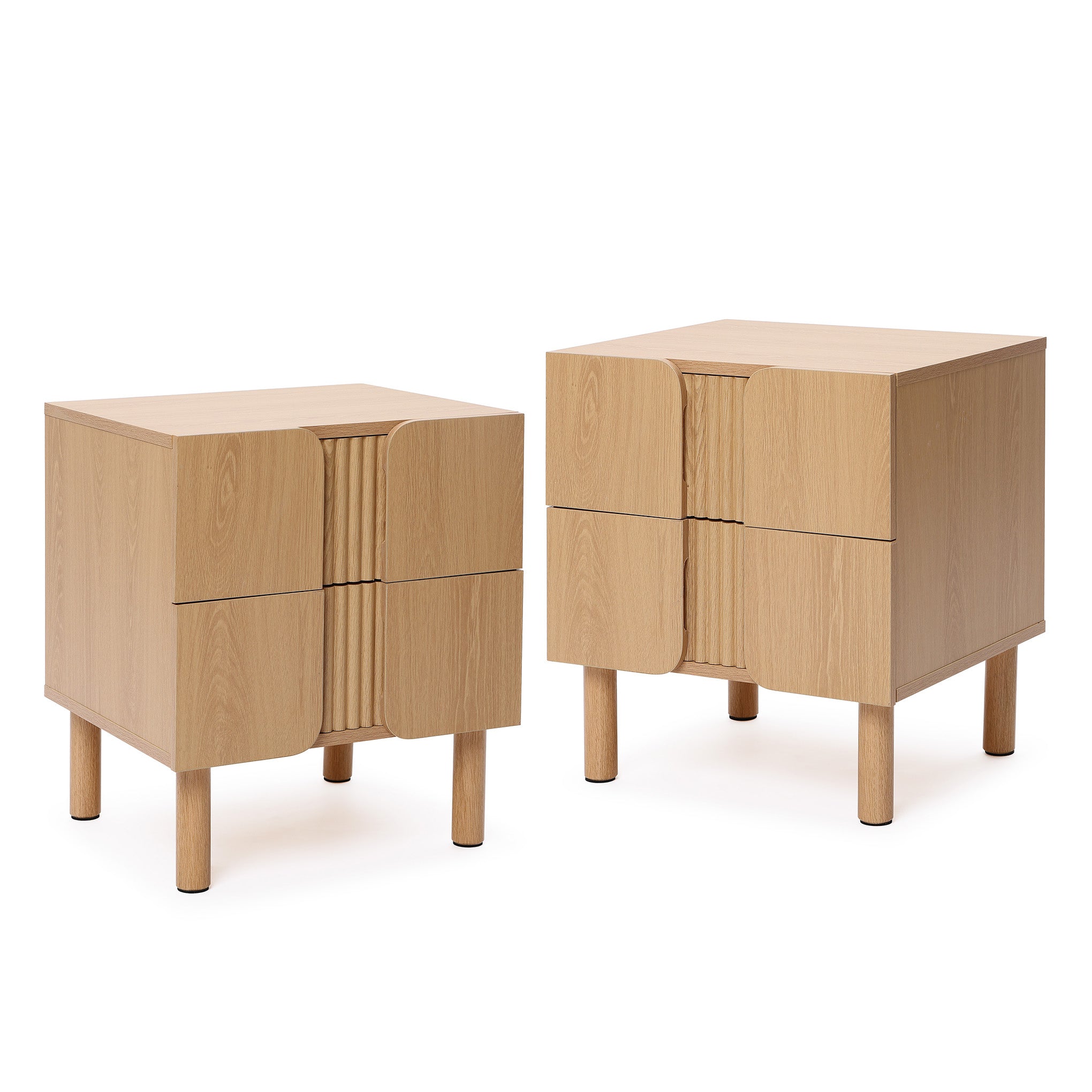 2-Drawer Blonde Birch Wood Nightstand, 20.5"