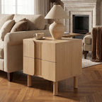 2-Drawer Blonde Birch Wood Nightstand, 20.5"