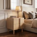 2-Drawer Blonde Birch Wood Nightstand, 20.5"