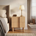 2-Drawer Blonde Birch Wood Nightstand, 20.5"