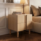 2-Drawer Blonde Birch Wood Nightstand, 20.5"