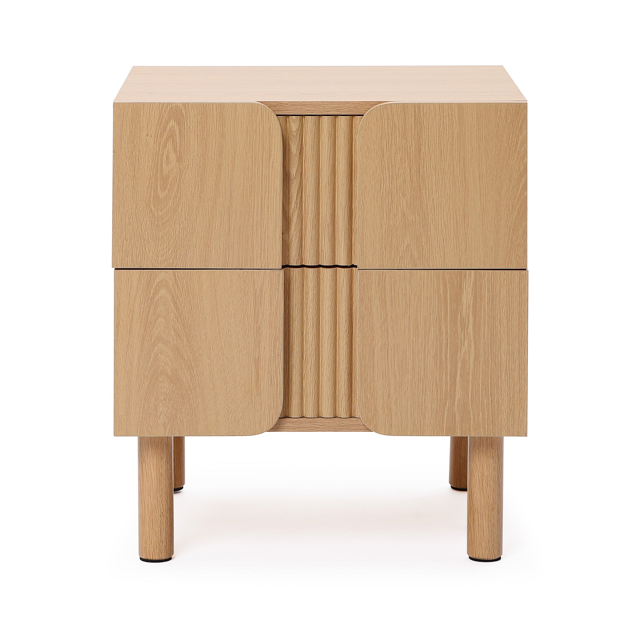 2-Drawer Blonde Birch Wood Nightstand, 20.5"