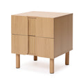2-Drawer Blonde Birch Wood Nightstand, 20.5"
