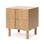 2-Drawer Blonde Birch Wood Nightstand, 20.5"