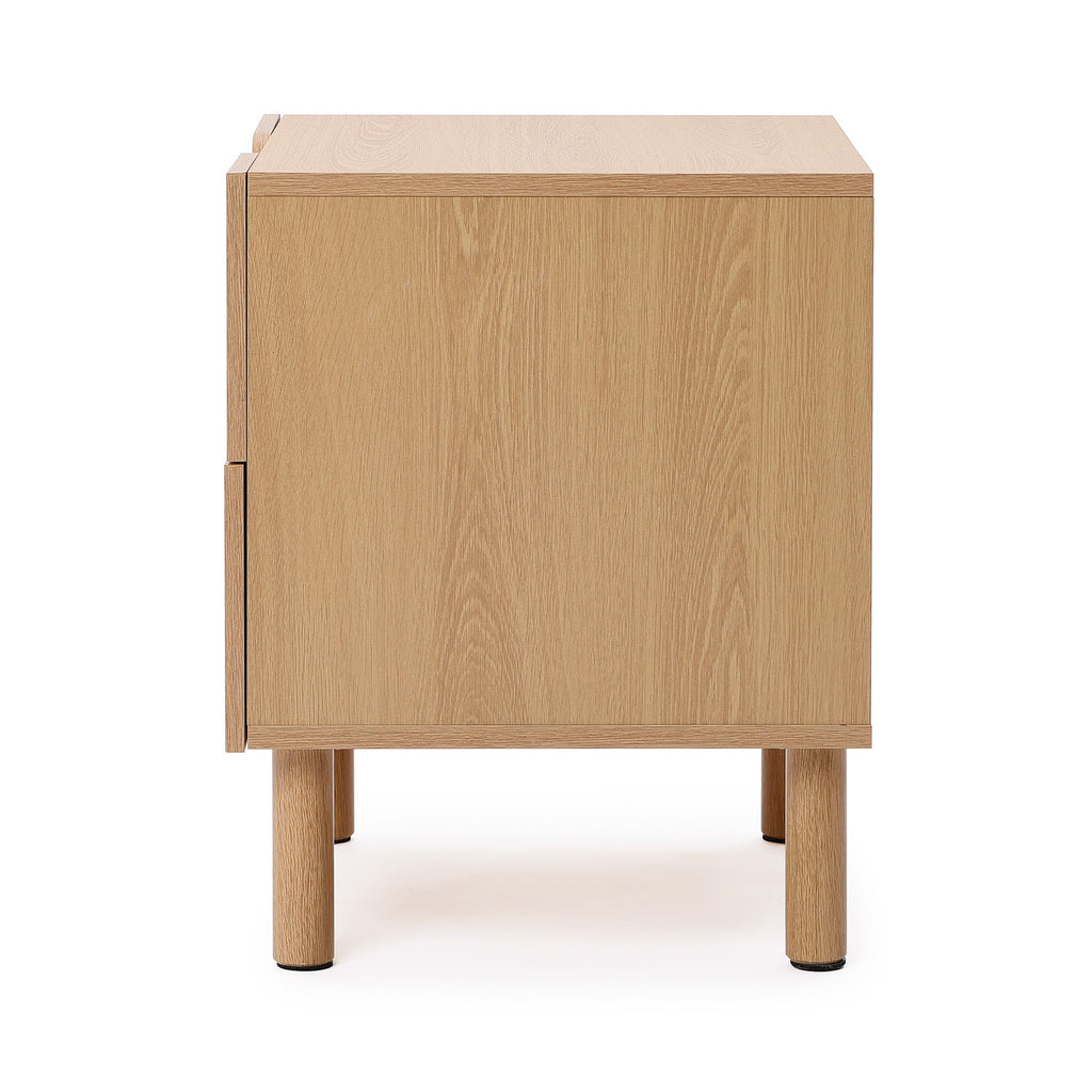 2-Drawer Blonde Birch Wood Nightstand, 20.5"