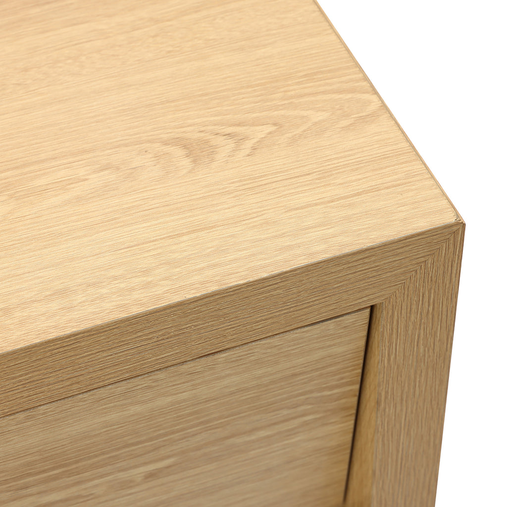 Japandi Wood Side Table Drawer & Open Shelf