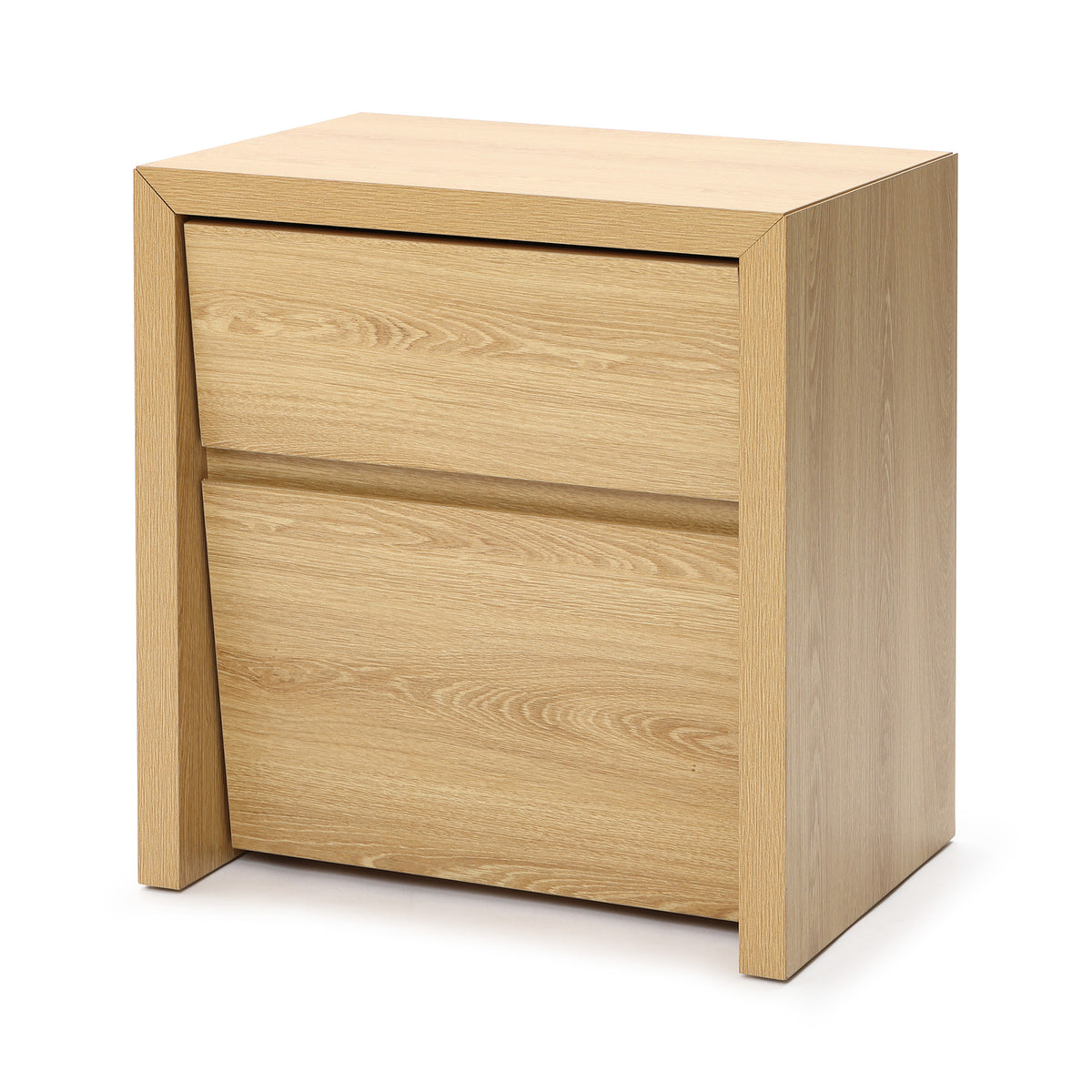 Japandi Wood Side Table Drawer & Open Shelf