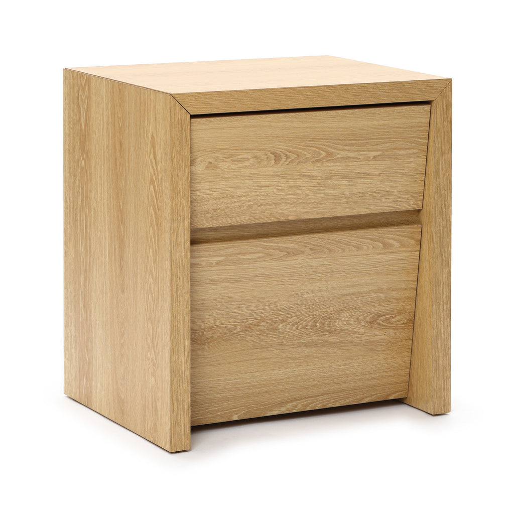 Japandi Wood Side Table Drawer & Open Shelf